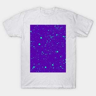 Aqua Spray Splatter On Purple Surface T-Shirt